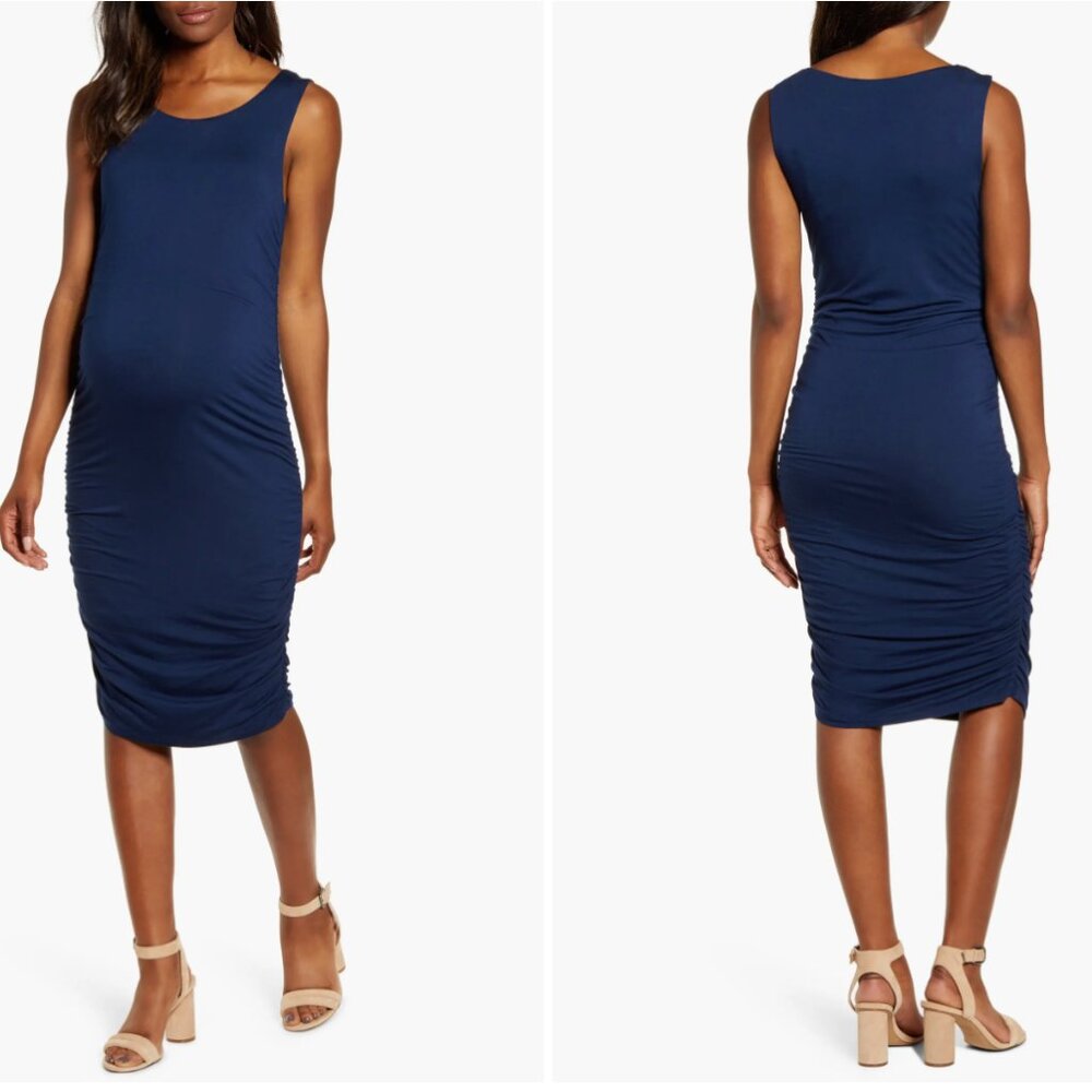 Angel Maternity Navy Blue Sleeveless Body-Con Maternity Dress Size XL - NWT